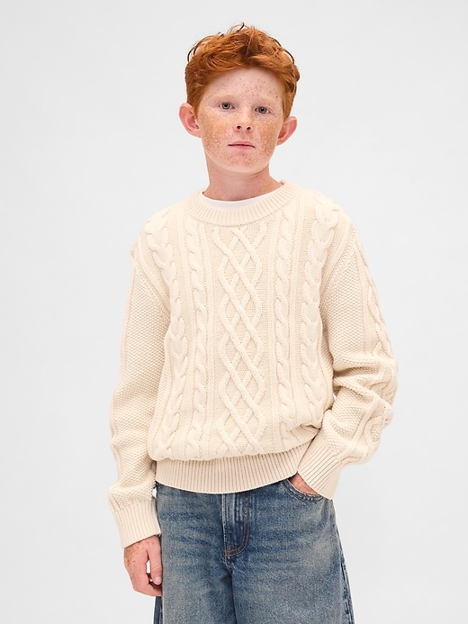 Image number 1 showing, Kids Cable-Knit Crewneck Sweater