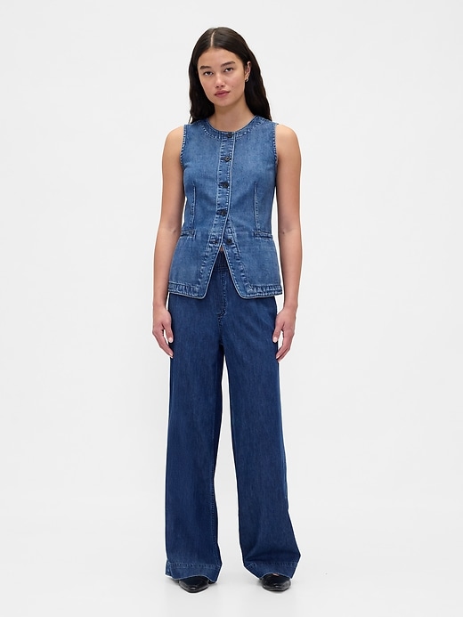 Image number 1 showing, Mid Rise UltraSoft Pleated Baggy Jeans