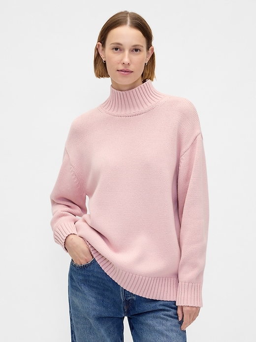 Image number 1 showing, 100% Cotton Oversized Mockneck Sweater