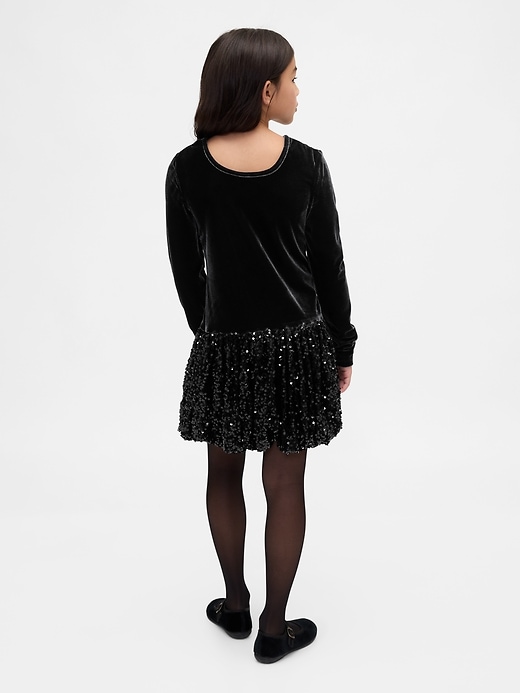 Image number 3 showing, Kids Mixed Media Sequin Bubble Dress