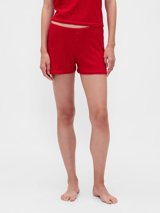 Image number 2 showing, Lightweight CashSoft Pointelle Heart PJ Shorts