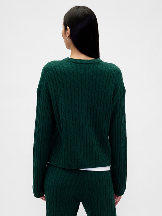 Image number 3 showing, CashSoft Cable-Knit Crewneck Sweater