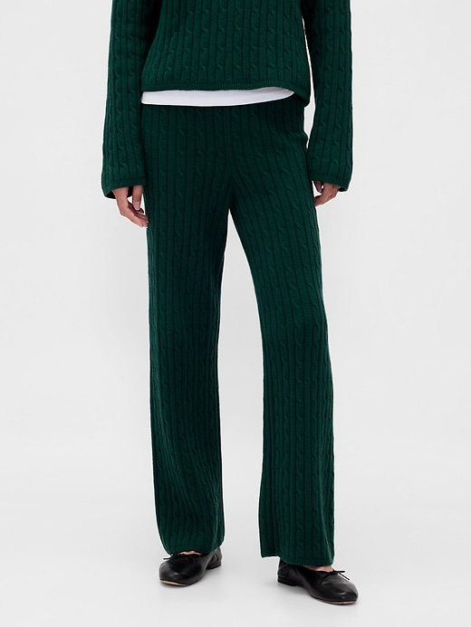 Image number 5 showing, CashSoft Cable-Knit Sweater Pants