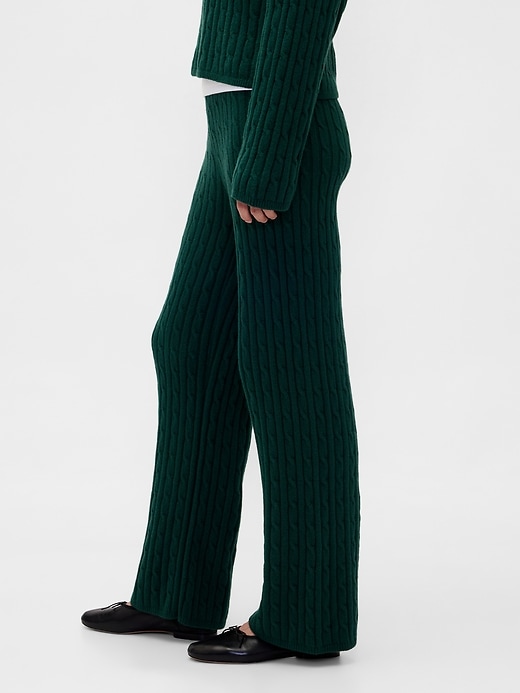 Image number 3 showing, CashSoft Cable-Knit Sweater Pants