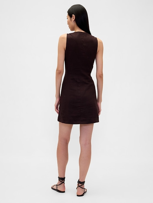 Image number 2 showing, Linen-Blend Asymmetrical Mini Dress