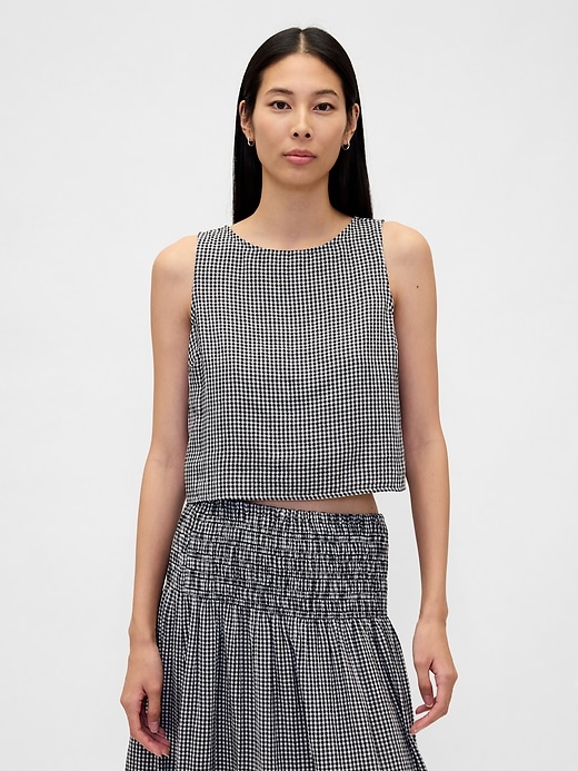 Image number 1 showing, Cotton Gauze Crop Shell Top