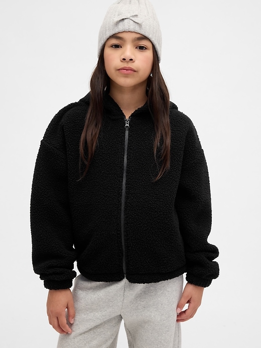 Image number 1 showing, Kids Sherpa Relaxed Zip Hoodie