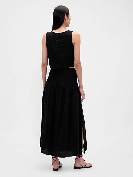 Image number 2 showing, Cotton Gauze Smocked-Waist Maxi Skirt