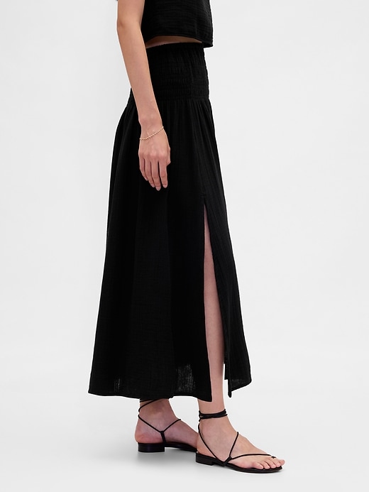 Image number 3 showing, Cotton Gauze Smocked-Waist Maxi Skirt