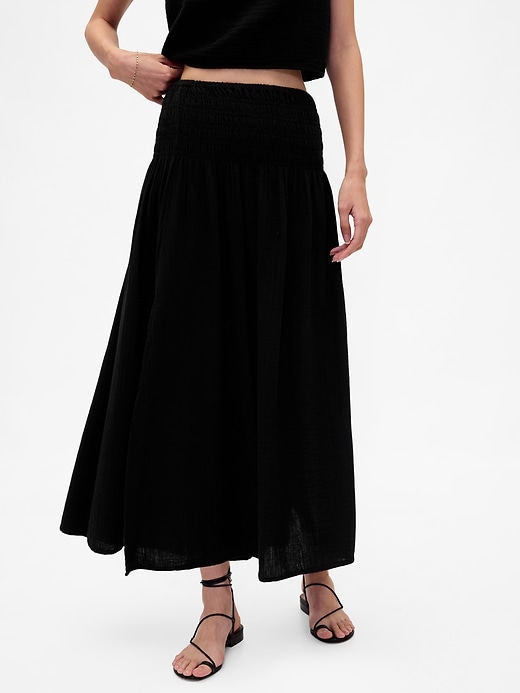 Image number 4 showing, Cotton Gauze Smocked-Waist Maxi Skirt