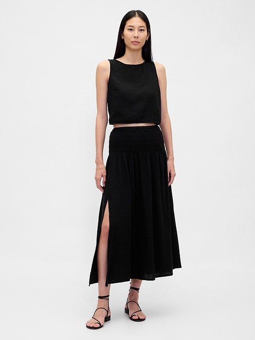 Image number 1 showing, Cotton Gauze Smocked-Waist Maxi Skirt