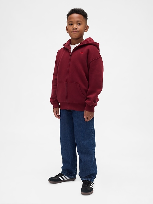Image number 4 showing, Kids Relaxed Sherpa-Lined Zip Logo Hoodie