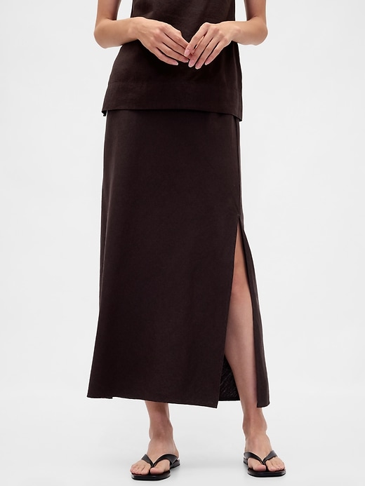 Image number 4 showing, Linen-Blend Maxi Skirt