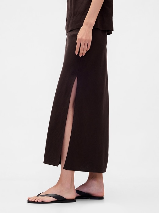 Image number 3 showing, Linen-Blend Maxi Skirt