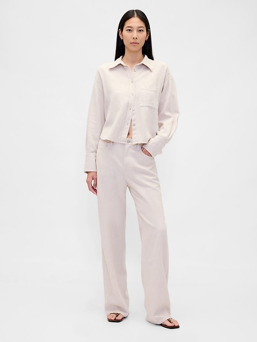 Image number 1 showing, Linen-Cotton Wide-Leg Pants