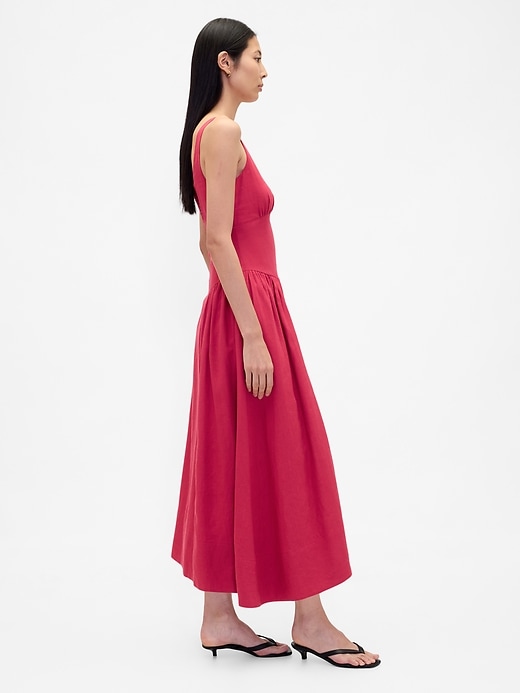 Image number 3 showing, Linen-Blend Shirred Maxi Dress