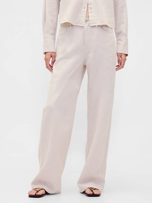 Image number 2 showing, Linen-Cotton Wide-Leg Pants