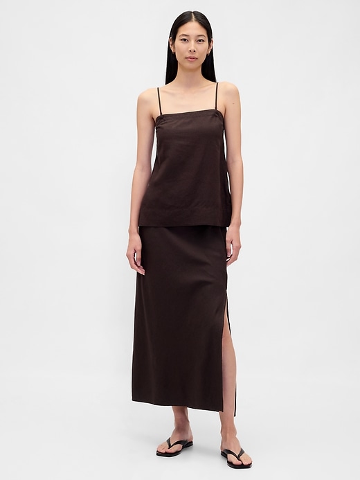 Image number 1 showing, Linen-Blend Maxi Skirt
