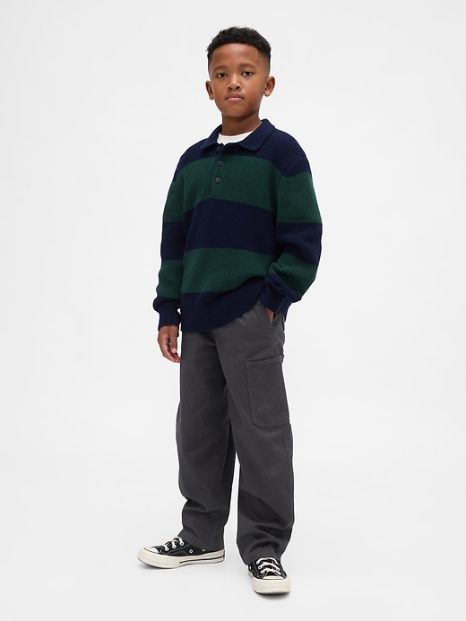 Image number 1 showing, Kids Brushed Cargo Baggy Taper Pants