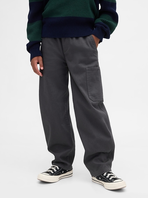 Image number 3 showing, Kids Brushed Cargo Baggy Taper Pants