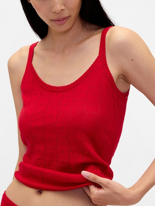 Image number 6 showing, Lightweight CashSoft Pointelle Heart PJ Tank Top