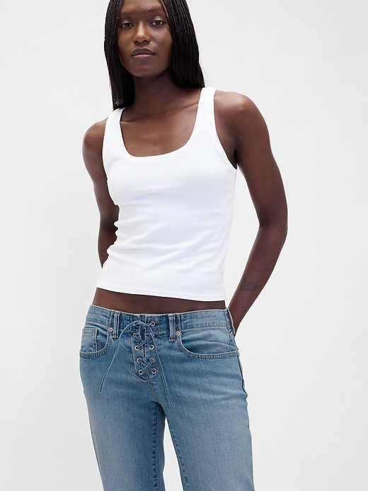 Image number 8 showing, Low Rise Lace-Up Long & Lean Jeans