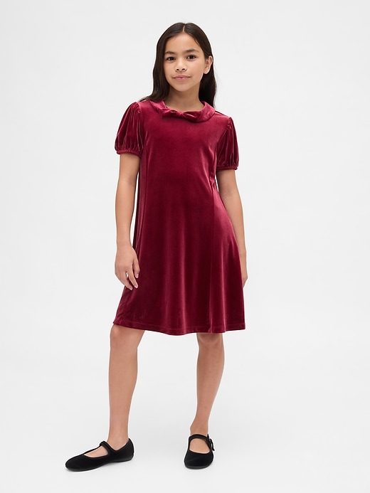 Image number 1 showing, Kids Velvet Bow Dress