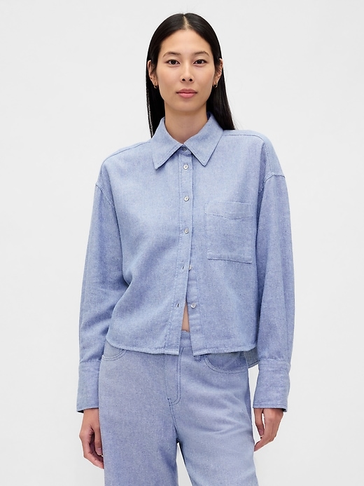 Image number 1 showing, Linen-Cotton Oversized Shirt