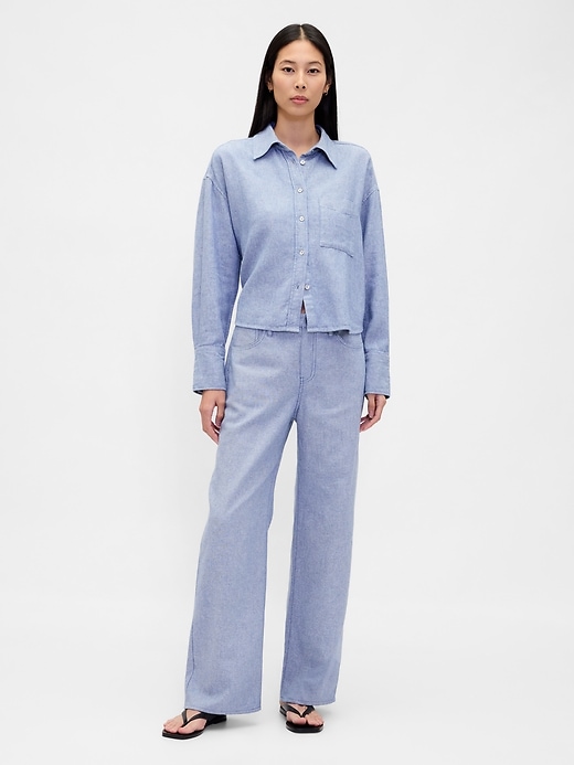 Image number 2 showing, Linen-Cotton Oversized Shirt
