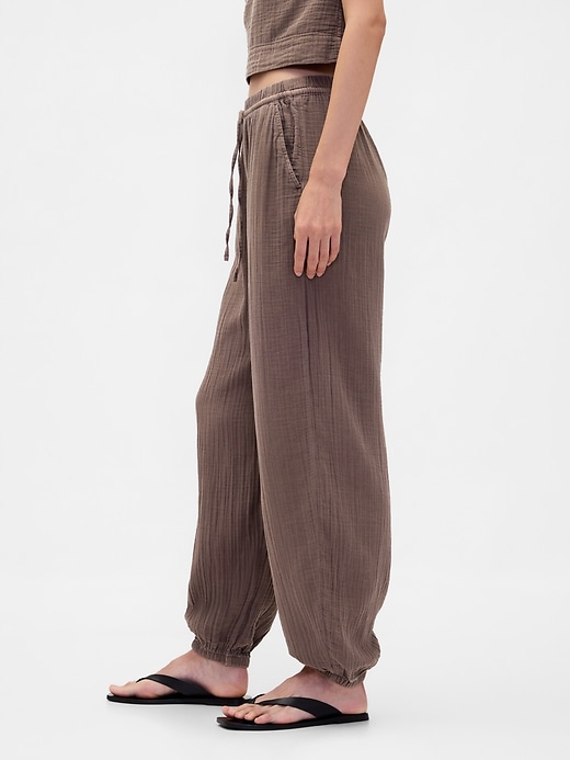 Image number 3 showing, Cotton Gauze Barrel Joggers