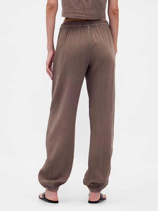 Image number 4 showing, Cotton Gauze Barrel Joggers