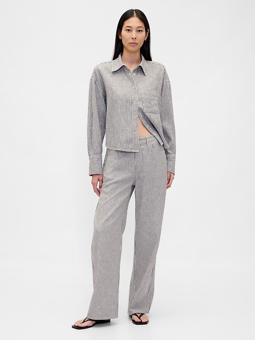 Image number 2 showing, Linen-Cotton Oversized Shirt