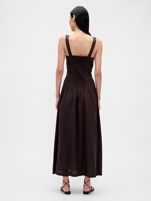 Image number 2 showing, Linen-Blend Drop-Waist Corset Maxi Dress