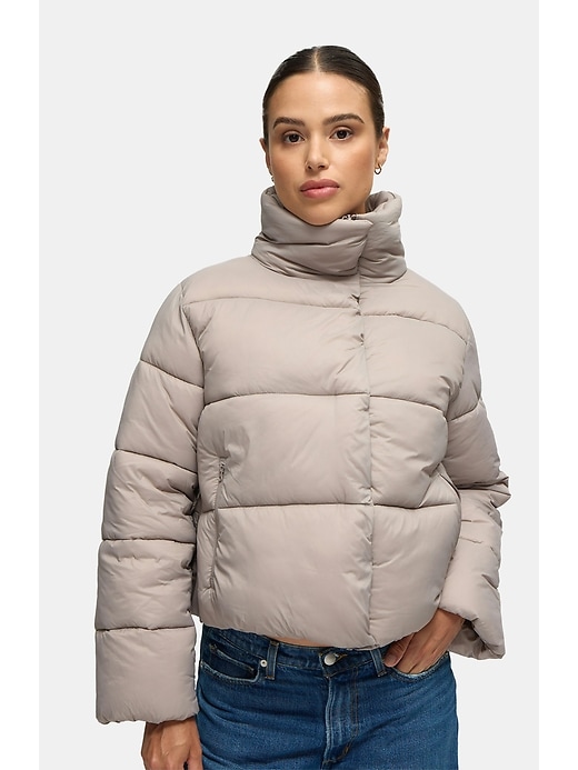 Image number 1 showing, Ingrid and Isabel Cloud Crop Side Zip Maternity Puffer Jacket