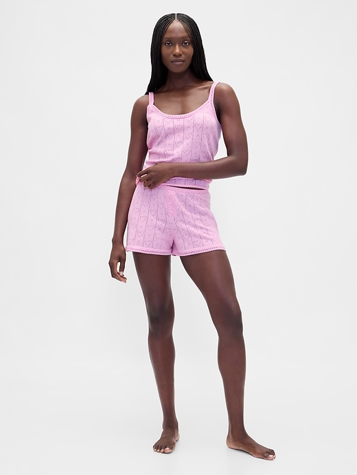 Image number 1 showing, Lightweight CashSoft Pointelle Heart PJ Shorts
