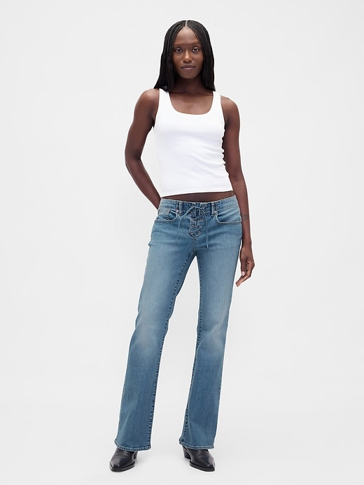 Image number 1 showing, Low Rise Lace-Up Long & Lean Jeans