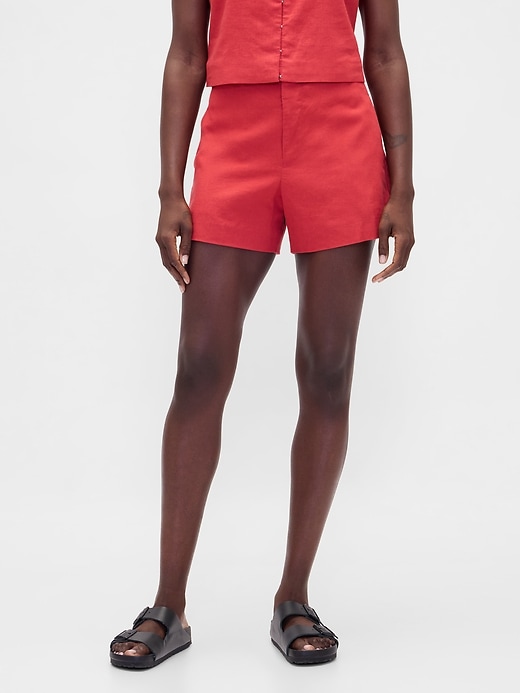 Image number 2 showing, 4" Mid Rise Linen-Blend Shorts