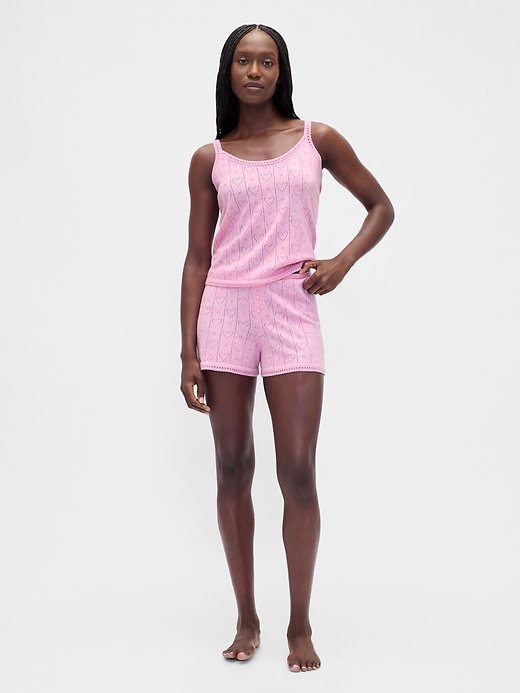 Image number 2 showing, Lightweight CashSoft Pointelle Heart PJ Tank Top