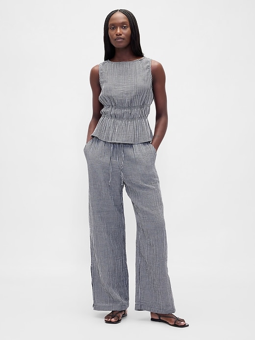 Image number 2 showing, Cotton Gauze Smocked-Waist Peplum Top