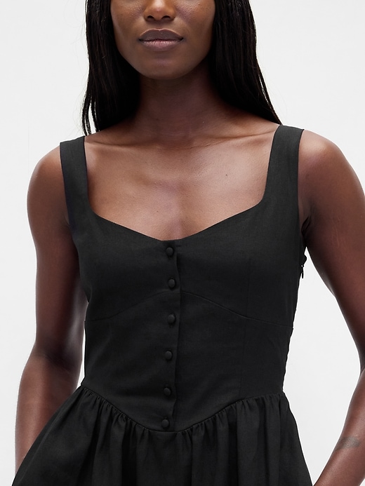Image number 4 showing, Linen-Blend Drop-Waist Mini Dress