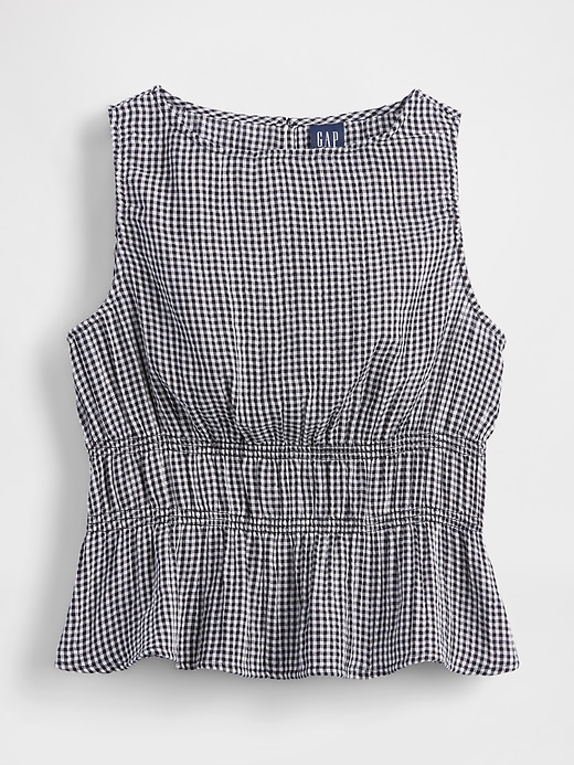 Image number 5 showing, Cotton Gauze Smocked-Waist Peplum Top