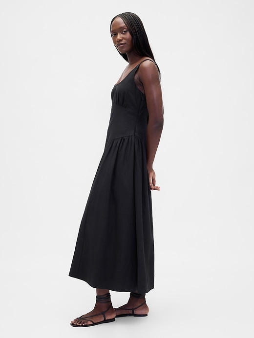 Image number 3 showing, Linen-Blend Shirred Maxi Dress