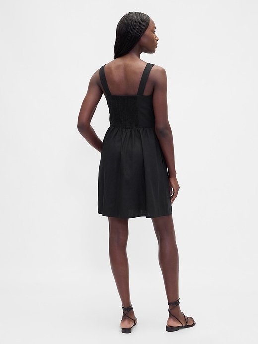 Image number 2 showing, Linen-Blend Drop-Waist Mini Dress