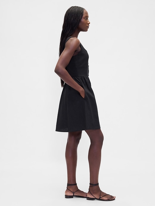 Image number 3 showing, Linen-Blend Drop-Waist Mini Dress
