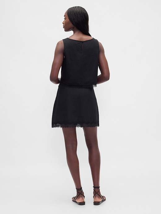 Image number 2 showing, Linen-Blend Lace-Trim Mini Skort