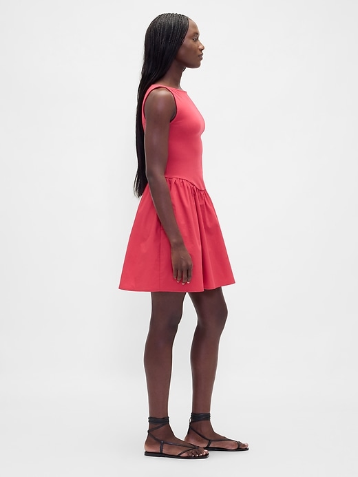 Image number 3 showing, Mixed Media Drop-Waist Mini Dress