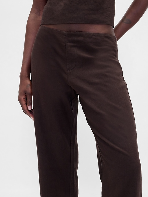 Image number 6 showing, Low Rise Linen-Blend Flare Pants