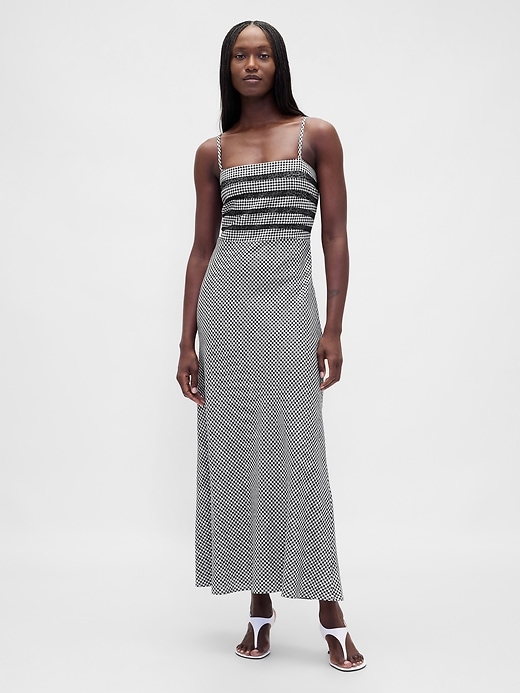 Image number 1 showing, Linen-Blend Lace Inset Maxi Dress