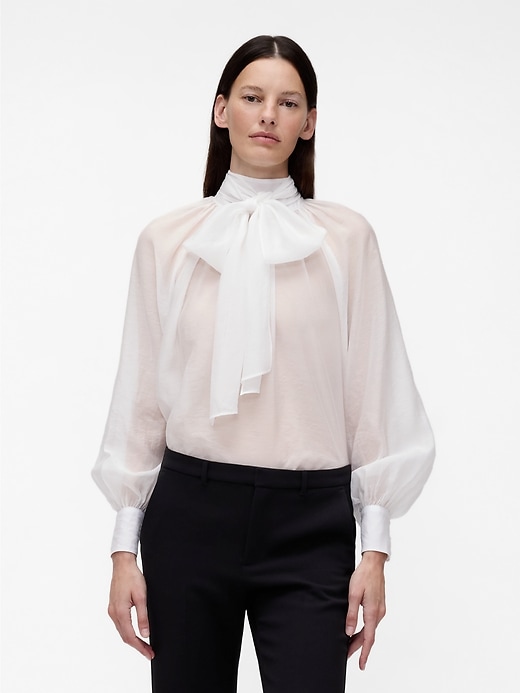 Image number 1 showing, GapStudio Sheer Bow Shirt