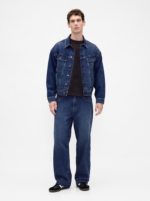 Image number 1 showing, Stranger Things Adult Flannel-Lined Extra Baggy Jeans